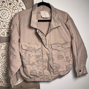 Anthropologie Camo Utility Jacket 🌿 Zip Front L